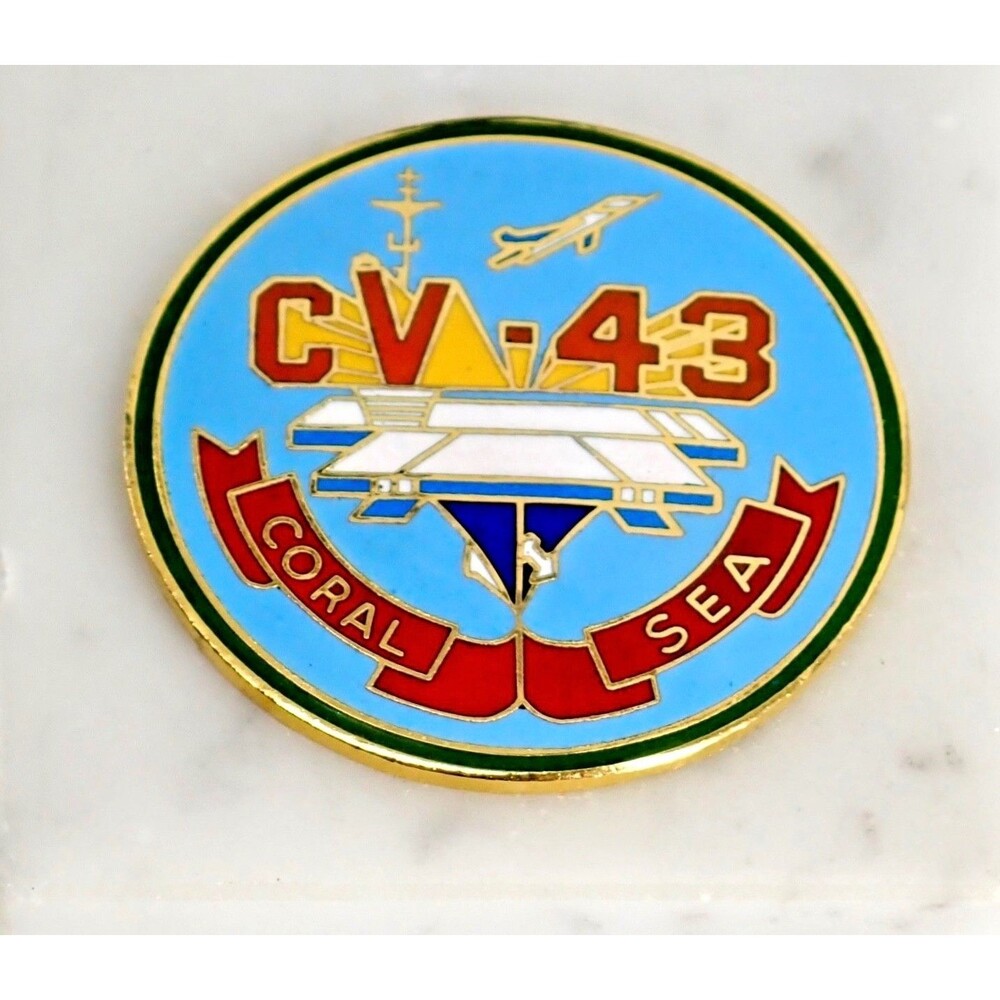 USS Coral Sea CV-43 US Navy Challenge Coin Mounted on Marble Official Military